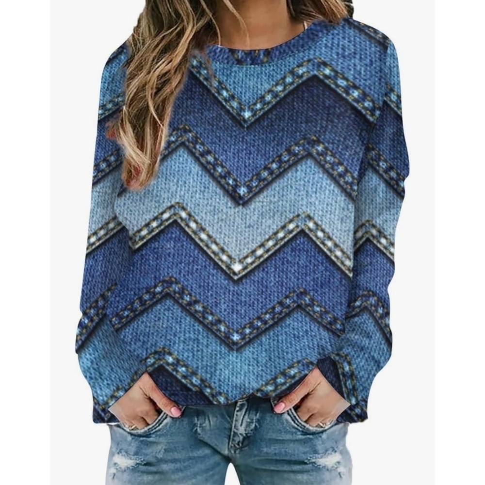 Misslook Zig Zag Print Long Sleeve Top